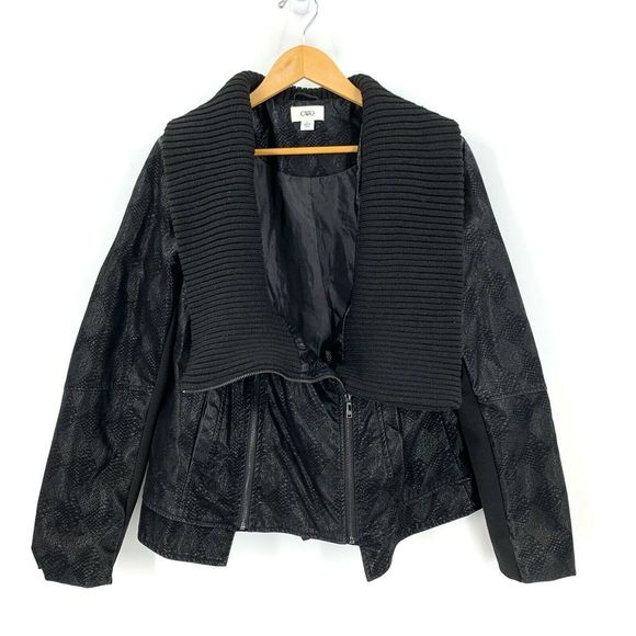 Cato Jackets & Blazers - Cato Womens Faux Leather Jacket Size L Black Moto